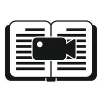 Open book with camera icon vector