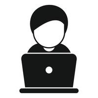 Person working on laptop icon vector