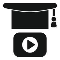 Graduation cap and play button icons vector