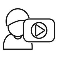 Line art icon of a person with a camera, symbolizing a vlogger or content creator vector