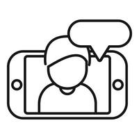 Online communication icon with smartphone and speech bubble vector