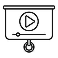 Black and white icon of a screen with a play button, symbolizing webinars or elearning vector