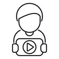 Gamer icon with headset and play button vector