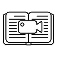 Open book with icon line art illustration vector