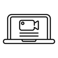 Laptop screen with icon line art vector