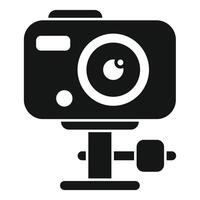 Black icon of dslr camera on tripod vector