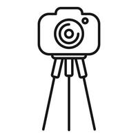 Camera icon on tripod line art illustration vector