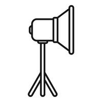 Line art illustration of a studio spotlight on a tripod, suitable for various media and design purposes vector