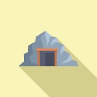 Stylized illustration of a mine entrance with rocky outline on a muted background vector