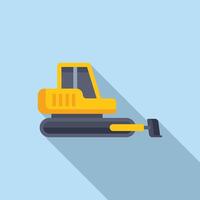 Cartoon bulldozer on blue background vector