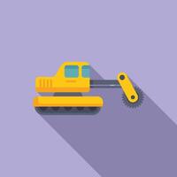 illustration of cartoon excavator on purple background vector