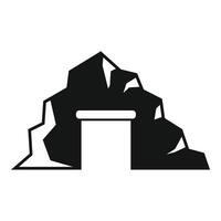 Simplified black and white mountain cave illustration vector