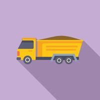 Cartoon dump truck on purple background vector