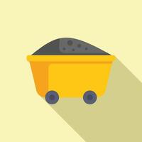 Mining cart icon with long shadow vector