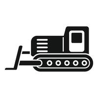 Black silhouette of bulldozer icon vector