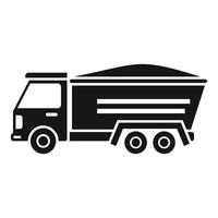 illustration of a black silhouette dump truck icon isolated on white vector