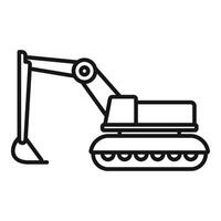 Simple line art illustration of a modern tracked excavator vector