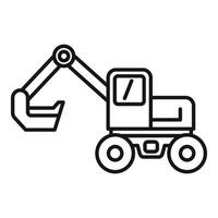 Excavator line icon for construction design vector