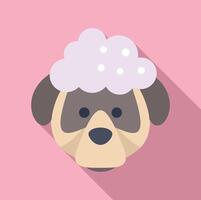 plano diseño icono de un encantador dibujos animados caniche con un elegante Corte de pelo en un rosado antecedentes vector