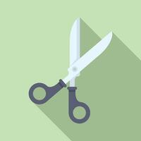 Flat design illustration of scissors with long shadow vector