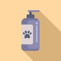 graphic of a pet shampoo bottle with a paw print design on a warm beige background vector