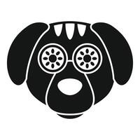 negro y blanco dibujos animados perro cara icono vector