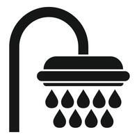 Black shower head icon with water drops vector