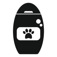 Simple black and white icon representing a digital pet id tag with a paw print vector