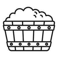 Black and white line art of a full bushel basket, suitable for coloring and various designs vector