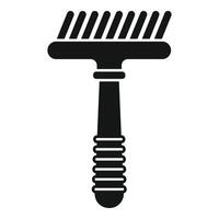 Black silhouette of a garden rake icon vector