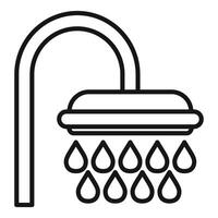 Black line art of showerhead with water drops vector