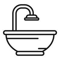 Minimalist black and white line drawing of a sink with a faucet, suitable for various designs vector