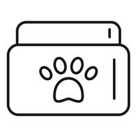 Line art icon of a wallet with a pet paw print, symbolizing pet expenses or savings vector