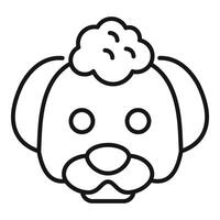 Black and white linear illustration of a cute cartoon dog face for design vector