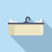 Double basin kitchen sink flat design icon vector