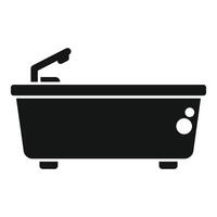 Black silhouette of a contemporary bathtub with a faucet, isolated on a white background vector