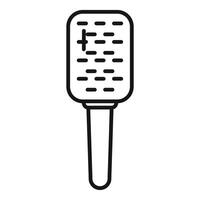 Simplified black and white line art of a classic microphone, perfect for logos and design elements vector