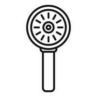 Black and white line art illustration of a round lollipop vector