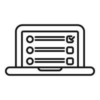 ordenador portátil con Lista de Verificación icono ilustración vector