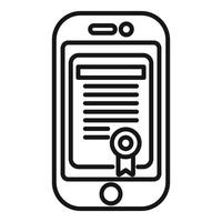 Electronic diploma certificate icon on smartphone vector