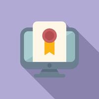 Digital certificate icon on desktop display vector