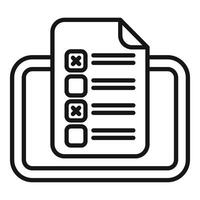 Black and white line art of a clipboard with a checklist, symbolizing organization and tasks vector