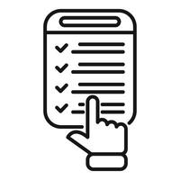 Line art of a hand selecting items on a checklist vector