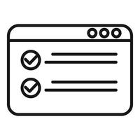 Outline icon of a checklist on a web browser vector