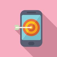 Graphic of a bullseye on smartphone screen with dart in center, symbolizing goal attainment vector