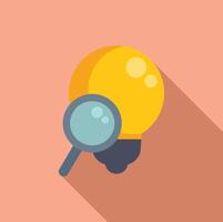 Flat design of a light bulb with a magnifying glass, symbolizing idea exploration vector