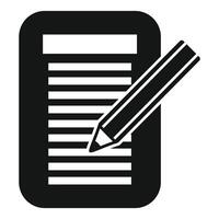 Black and white notepad and pencil icon vector