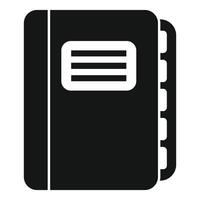 negro cuaderno icono en blanco antecedentes vector