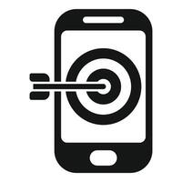 Black and white of a smartphone with a dartboard on the screen, symbolizing targeted mobile advertising vector