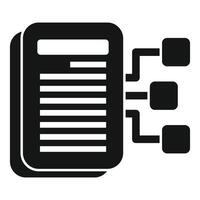 Minimalist black and white icon illustrating digital workflow or data management vector